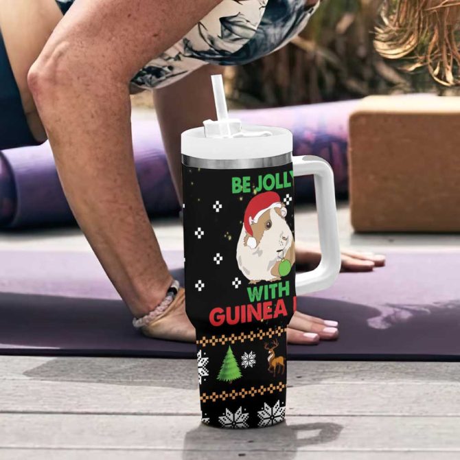 Guinea Pig Christmas Be Jolly With Guinea Pig Custom Stanley Quencher 40Oz Stainless Steel Tumbler With Handle - Image 6