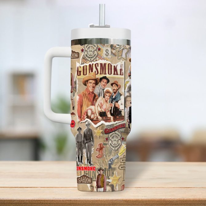 Gunsmoke Tv Series Custom Stanley Quencher 40Oz Stainless Steel Tumbler - Image 4