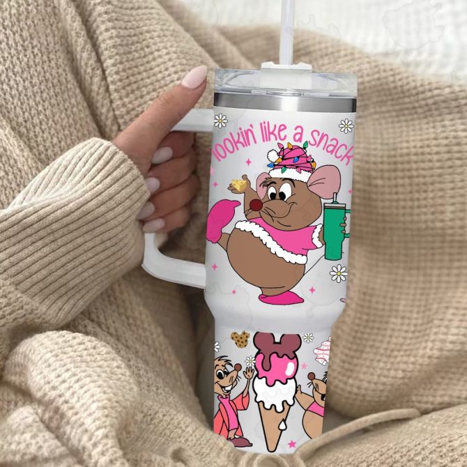 Gus Cinderella Disney Cartoon Custom Stanley Quencher 40Oz Stainless Steel Tumbler With Handle - Image 4