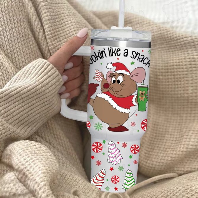 Gus Cinderella Disney Cartoon Custom Stanley Quencher 40Oz Stainless Steel Tumbler With Handle - Image 2