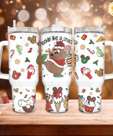 Gus Cinderella Disney Cartoon Custom Stanley Quencher 40Oz Stainless Steel Tumbler With Handle