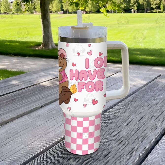 Gus Cinderella Valentines Gift Disney Cartoon Custom Stanley Quencher 40Oz Stainless Steel Tumbler With Handle - Image 4