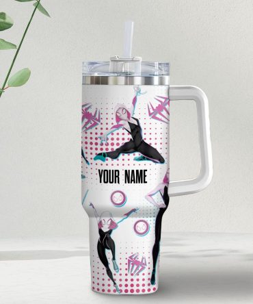 Gwen Stacy Spidergwen Marvel Cartoon Custom Stanley Quencher 40Oz Stainless Steel Tumbler With Handle