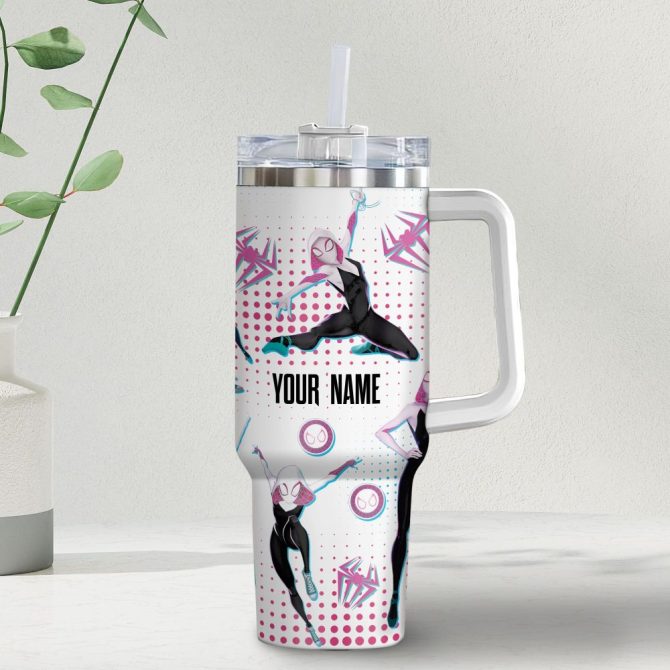 Gwen Stacy Spidergwen Marvel Cartoon Custom Stanley Quencher 40Oz Stainless Steel Tumbler With Handle