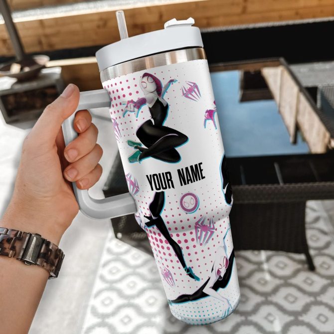 Gwen Stacy Spidergwen Marvel Cartoon Custom Stanley Quencher 40Oz Stainless Steel Tumbler With Handle - Image 2