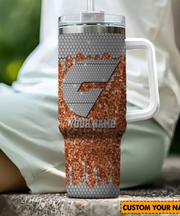 Gws Giants Afl Sports Glitter Custom Stanley Quencher 40Oz Stainless Steel Tumbler With Handle