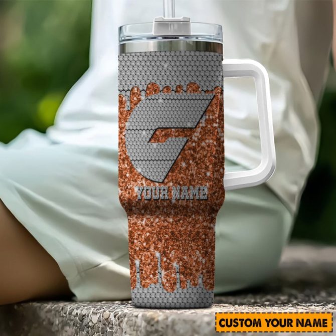 Gws Giants Afl Sports Glitter Custom Stanley Quencher 40Oz Stainless Steel Tumbler With Handle