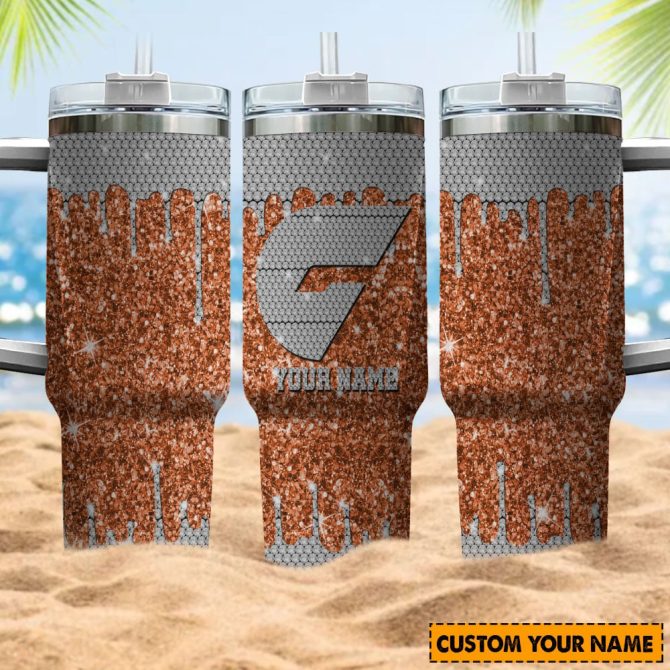 Gws Giants Afl Sports Glitter Custom Stanley Quencher 40Oz Stainless Steel Tumbler With Handle - Image 4