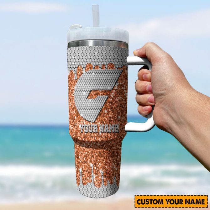 Gws Giants Afl Sports Glitter Custom Stanley Quencher 40Oz Stainless Steel Tumbler With Handle - Image 3