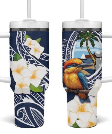 Hafa Adai Guam Sihek Guam Kingfisher With Guasali Custom Stanley Quencher 40Oz Stainless Steel Tumbler With Handle