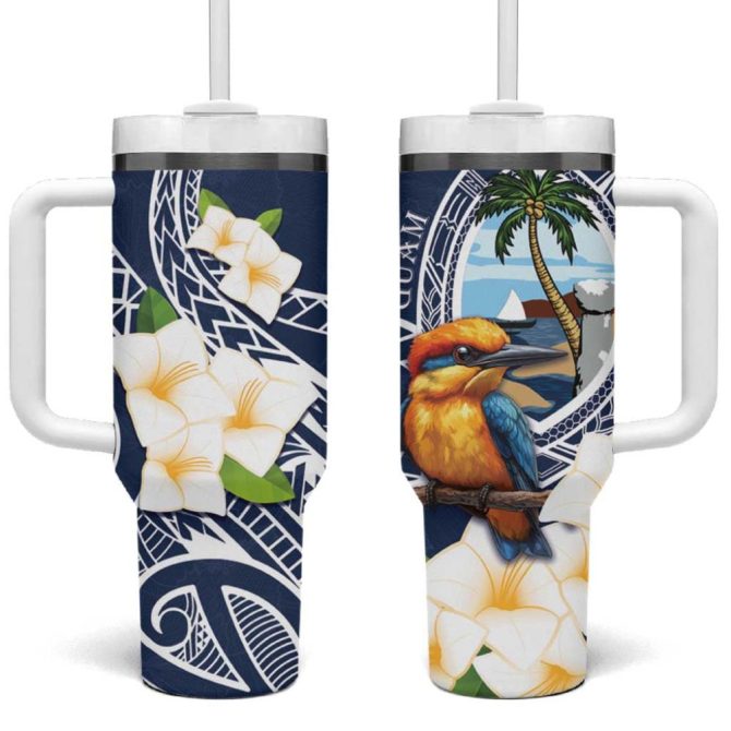 Hafa Adai Guam Sihek Guam Kingfisher With Guasali Custom Stanley Quencher 40Oz Stainless Steel Tumbler With Handle