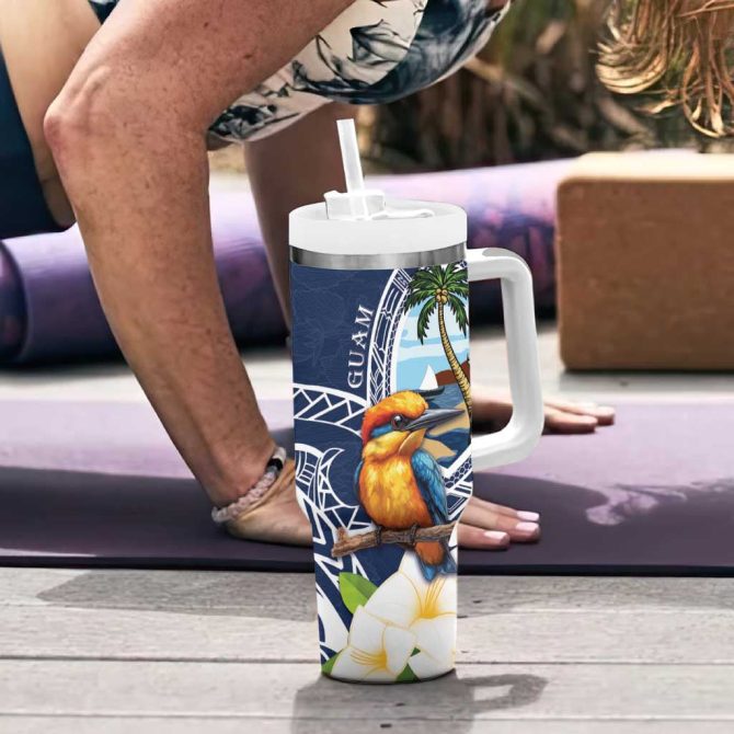 Hafa Adai Guam Sihek Guam Kingfisher With Guasali Custom Stanley Quencher 40Oz Stainless Steel Tumbler With Handle - Image 6