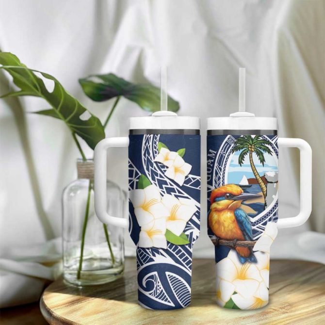 Hafa Adai Guam Sihek Guam Kingfisher With Guasali Custom Stanley Quencher 40Oz Stainless Steel Tumbler With Handle - Image 9