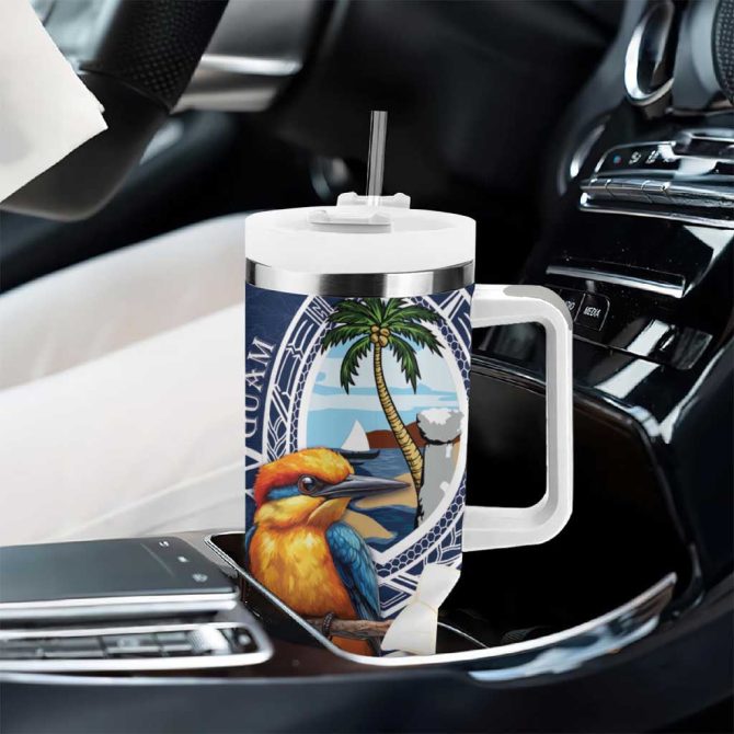 Hafa Adai Guam Sihek Guam Kingfisher With Guasali Custom Stanley Quencher 40Oz Stainless Steel Tumbler With Handle - Image 8