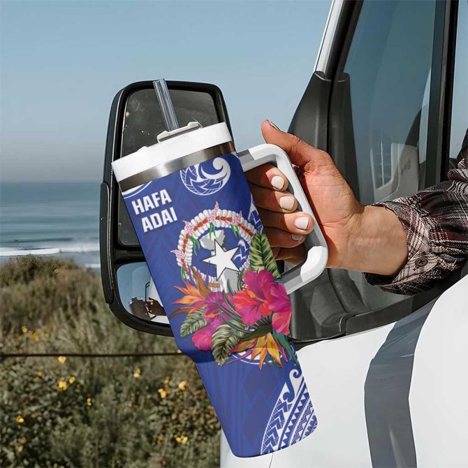 Hafa Adai Northern Mariana Islands Polynesian Tribal Custom Stanley Quencher 40Oz Stainless Steel Tumbler With Handle - Image 7