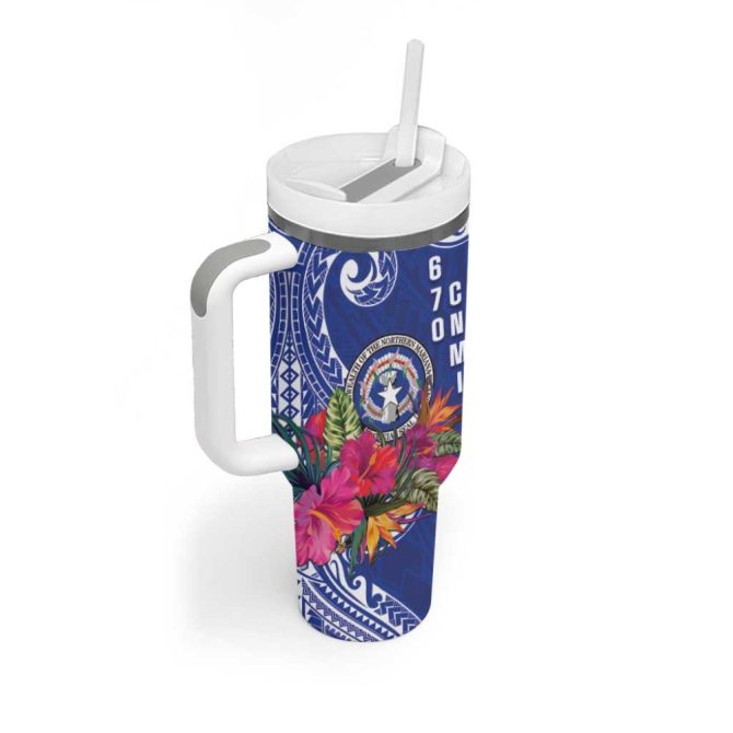 Hafa Adai Northern Mariana Islands Polynesian Tribal Custom Stanley Quencher 40Oz Stainless Steel Tumbler With Handle - Image 2