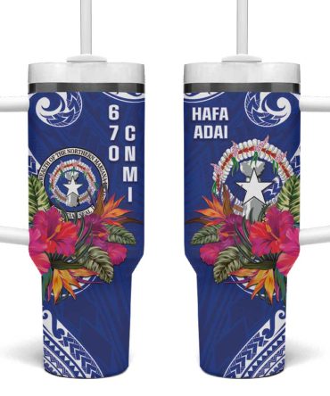 Hafa Adai Northern Mariana Islands Polynesian Tribal Custom Stanley Quencher 40Oz Stainless Steel Tumbler With Handle