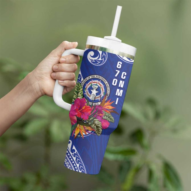 Hafa Adai Northern Mariana Islands Polynesian Tribal Custom Stanley Quencher 40Oz Stainless Steel Tumbler With Handle - Image 3
