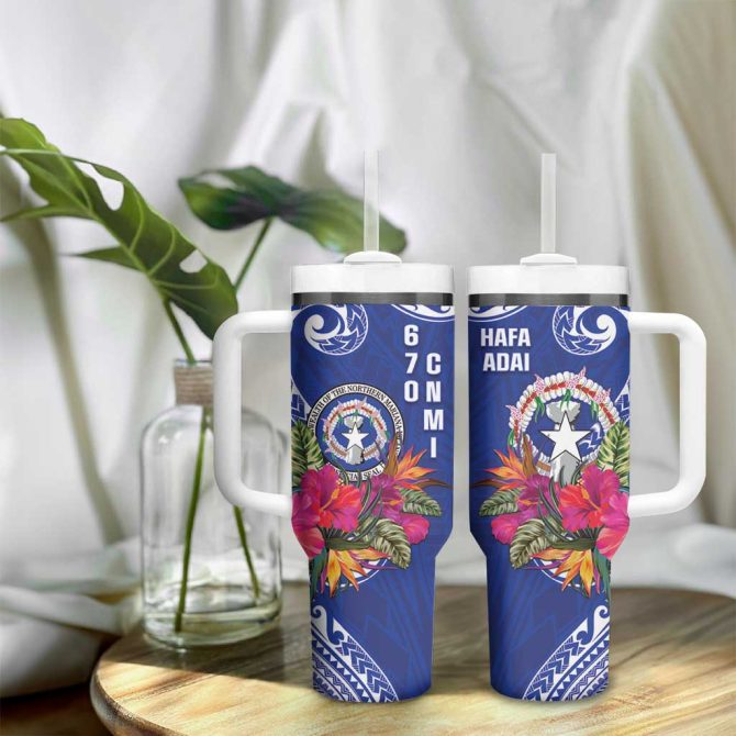 Hafa Adai Northern Mariana Islands Polynesian Tribal Custom Stanley Quencher 40Oz Stainless Steel Tumbler With Handle - Image 9