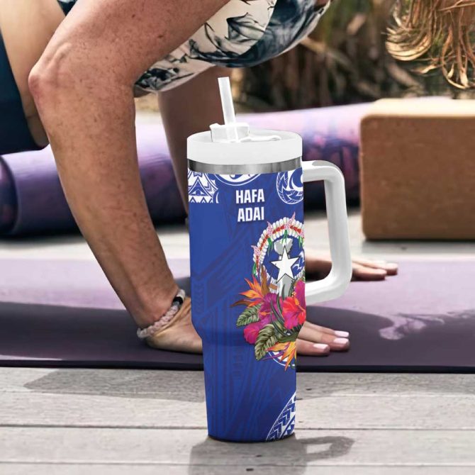 Hafa Adai Northern Mariana Islands Polynesian Tribal Custom Stanley Quencher 40Oz Stainless Steel Tumbler With Handle - Image 6