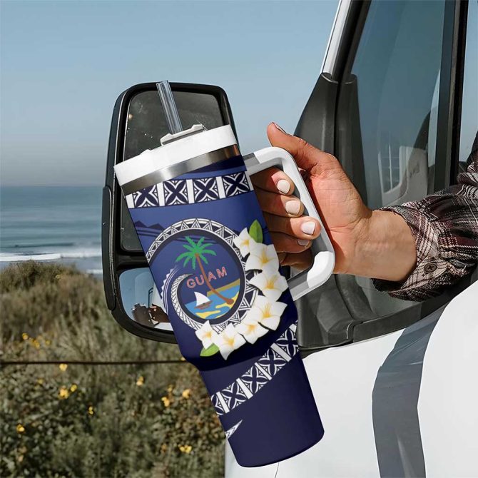 Hafai Adai Guam Guasalis Polynesian Tribal Custom Stanley Quencher 40Oz Stainless Steel Tumbler With Handle - Image 7