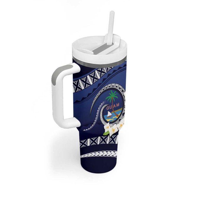 Hafai Adai Guam Guasalis Polynesian Tribal Custom Stanley Quencher 40Oz Stainless Steel Tumbler With Handle - Image 2
