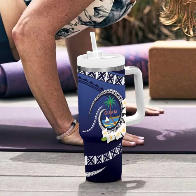 Hafai Adai Guam Guasalis Polynesian Tribal Custom Stanley Quencher 40Oz Stainless Steel Tumbler With Handle - Image 6