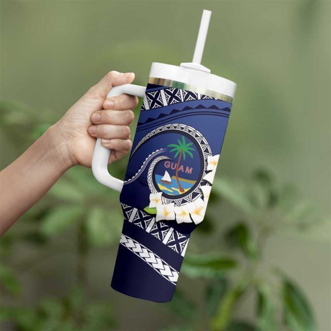 Hafai Adai Guam Guasalis Polynesian Tribal Custom Stanley Quencher 40Oz Stainless Steel Tumbler With Handle - Image 3