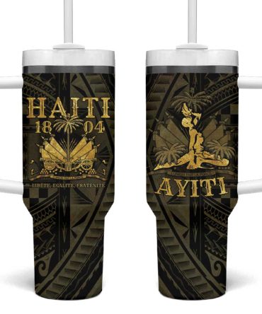 Haiti 1804 Polynesian Gold Neg Maron Custom Stanley Quencher 40Oz Stainless Steel Tumbler With Handle
