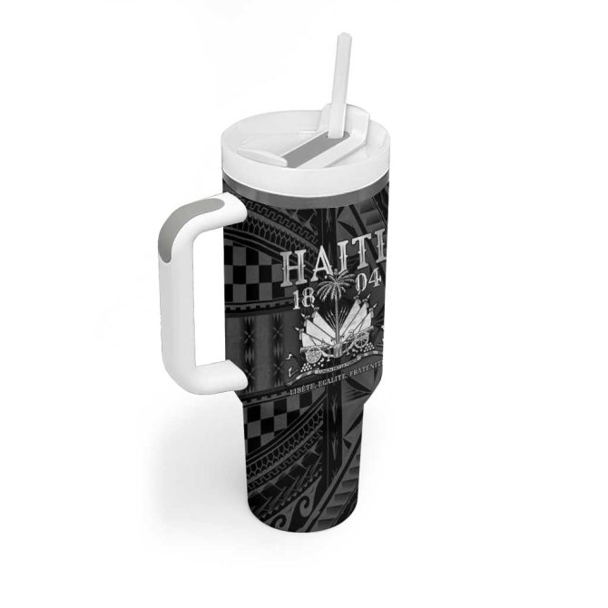 Haiti 1804 Polynesian Silver Neg Maron Custom Stanley Quencher 40Oz Stainless Steel Tumbler With Handle - Image 2