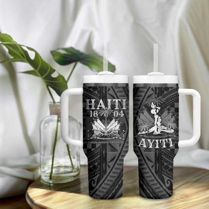 Haiti 1804 Polynesian Silver Neg Maron Custom Stanley Quencher 40Oz Stainless Steel Tumbler With Handle - Image 9