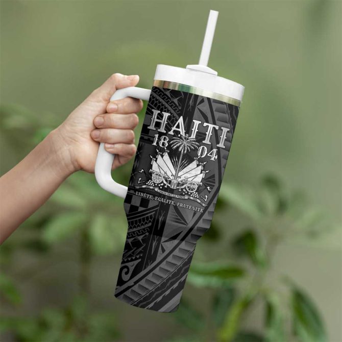 Haiti 1804 Polynesian Silver Neg Maron Custom Stanley Quencher 40Oz Stainless Steel Tumbler With Handle - Image 3