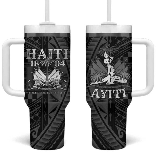 Haiti 1804 Polynesian Silver Neg Maron Custom Stanley Quencher 40Oz Stainless Steel Tumbler With Handle