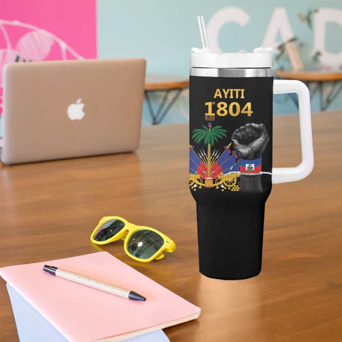 Haiti Independence Day The First Black Republic Since 1804 Custom Stanley Quencher 40Oz Stainless Steel Tumbler With Handle - Image 5