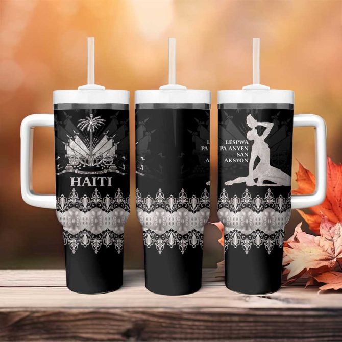 Haiti Neg Marron Silver Hope Is Nothing Without Action Custom Stanley Quencher 40Oz Stainless Steel Tumbler With Handle - Image 4