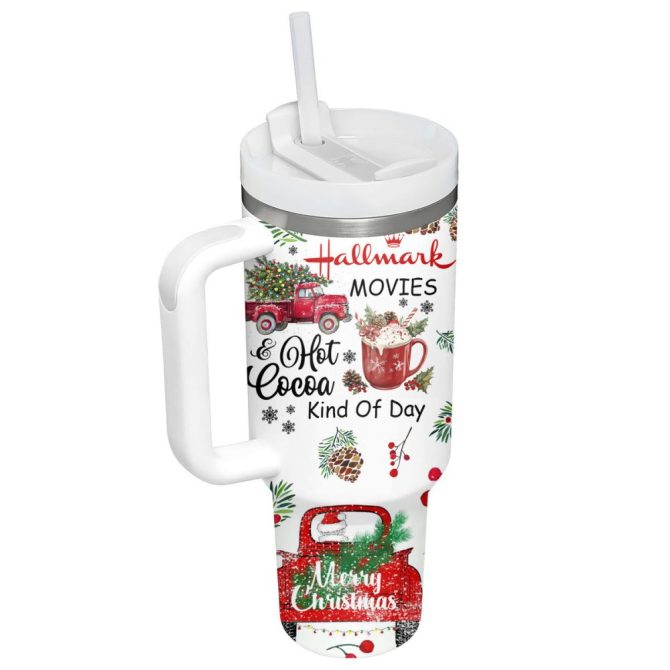 Hallmark Christmas Movies Custom Stanley Quencher 40Oz Stainless Steel Tumbler With Handle - Image 4