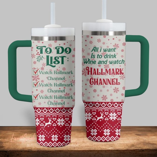 Hallmark Christmas Movies Custom Stanley Quencher 40Oz Stainless Steel Tumbler With Handle - Image 2
