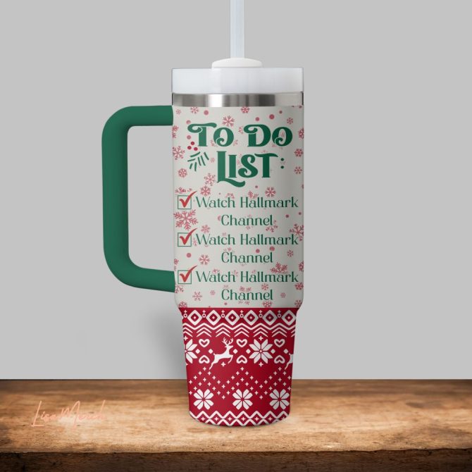 Hallmark Christmas Movies Custom Stanley Quencher 40Oz Stainless Steel Tumbler With Handle - Image 3