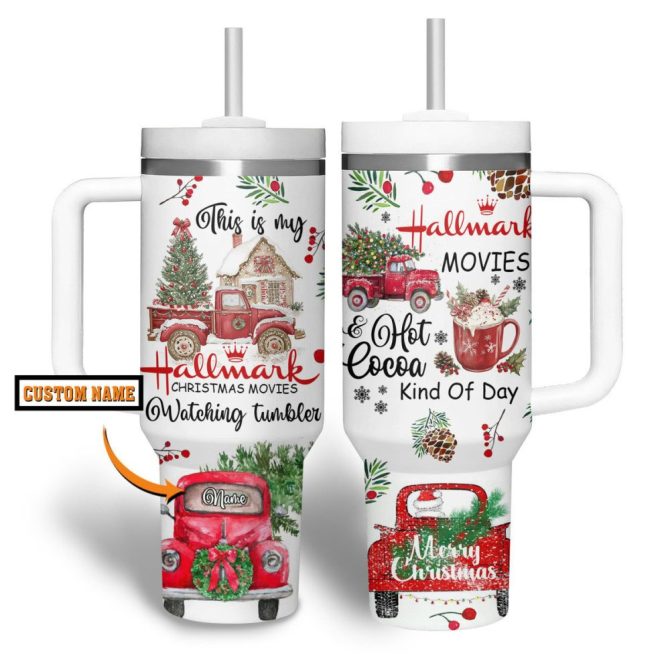 Hallmark Christmas Movies Custom Stanley Quencher 40Oz Stainless Steel Tumbler With Handle - Image 2