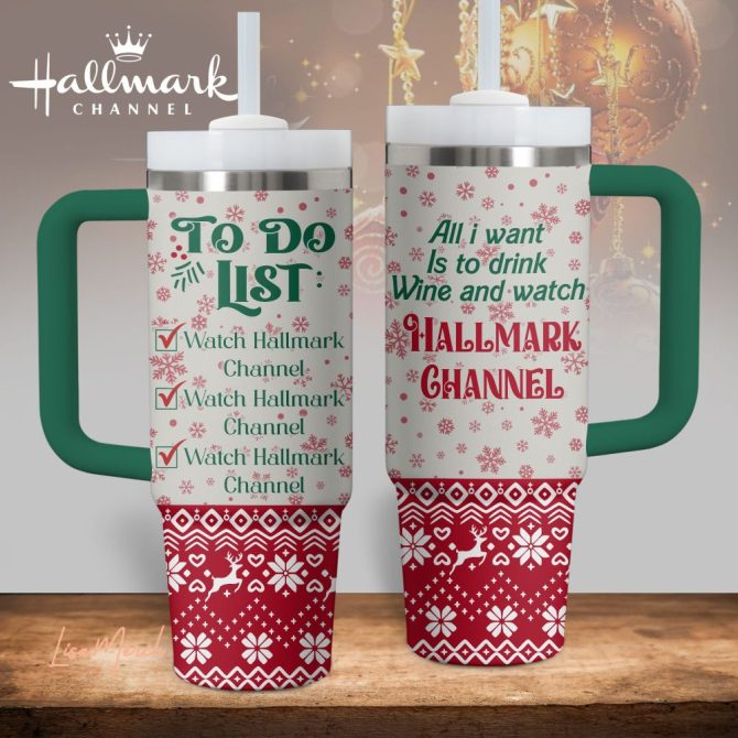 Hallmark Christmas Movies Custom Stanley Quencher 40Oz Stainless Steel Tumbler With Handle