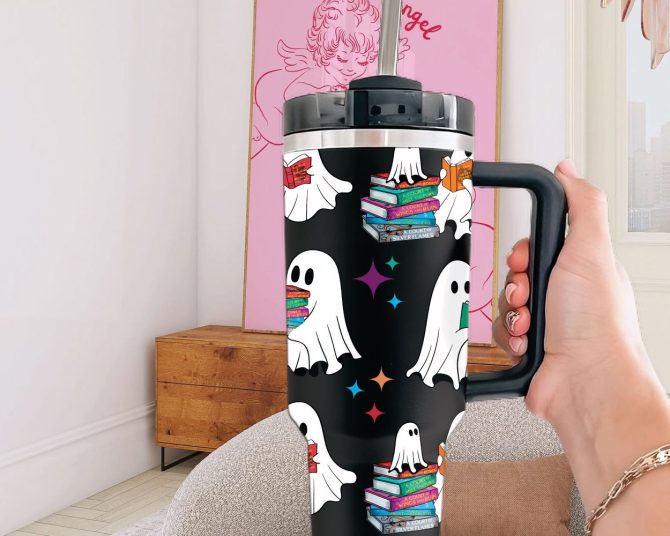 Halloween A Court Of Thorns And Roses Ghost Reading Custom Stanley Quencher 40Oz Stainless Steel Tumbler With Handle