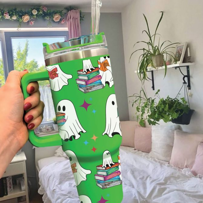 Halloween A Court Of Thorns And Roses Ghost Reading Custom Stanley Quencher 40Oz Stainless Steel Tumbler With Handle