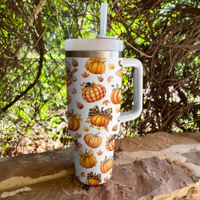 Halloween Autumn Harvest Custom Stanley Quencher 40Oz Stainless Steel Tumbler With Handle - Image 3