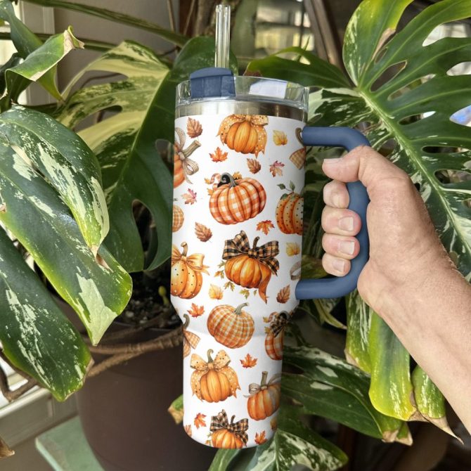 Halloween Autumn Harvest Custom Stanley Quencher 40Oz Stainless Steel Tumbler With Handle - Image 2