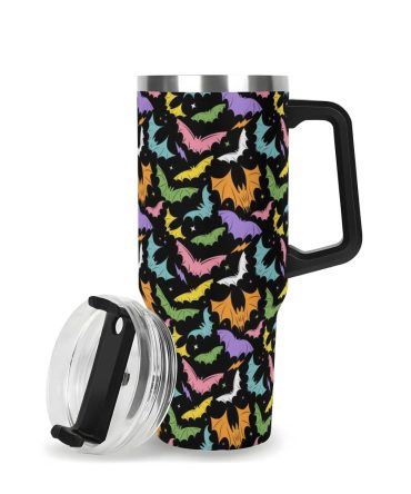 Halloween Batty Bats Custom Stanley Quencher 40Oz Stainless Steel Tumbler With Handle