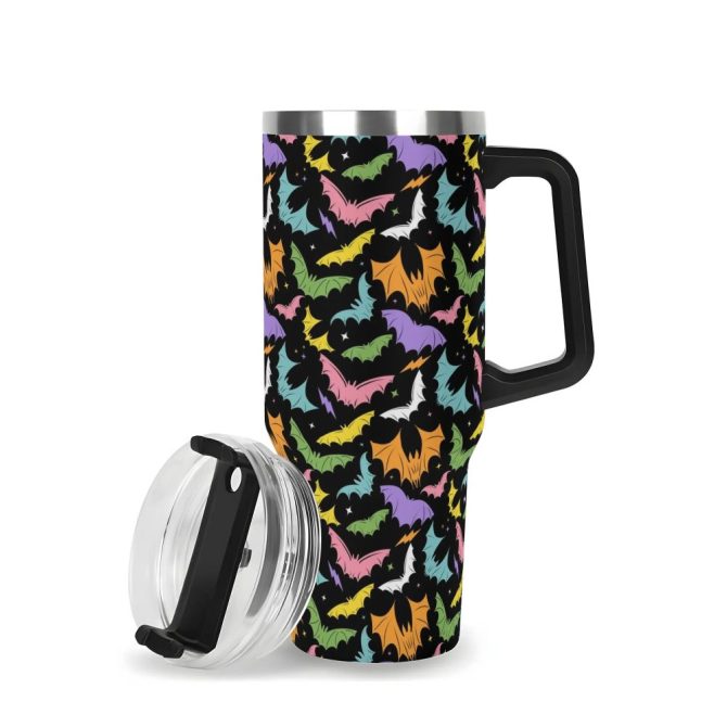 Halloween Batty Bats Custom Stanley Quencher 40Oz Stainless Steel Tumbler With Handle