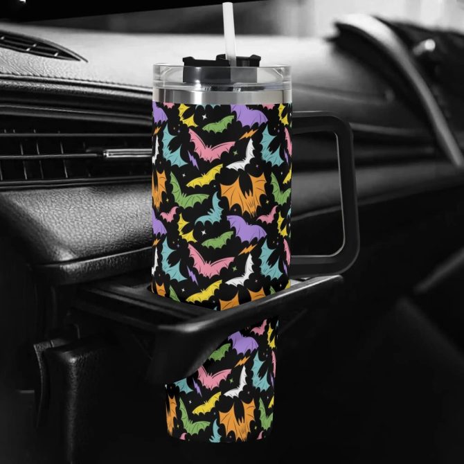 Halloween Batty Bats Custom Stanley Quencher 40Oz Stainless Steel Tumbler With Handle - Image 5