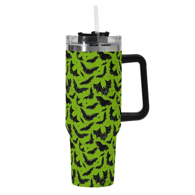 Halloween Batty Bats Custom Stanley Quencher 40Oz Stainless Steel Tumbler With Handle - Image 2