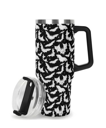 Halloween Batty Bats Custom Stanley Quencher 40Oz Stainless Steel Tumbler With Handle
