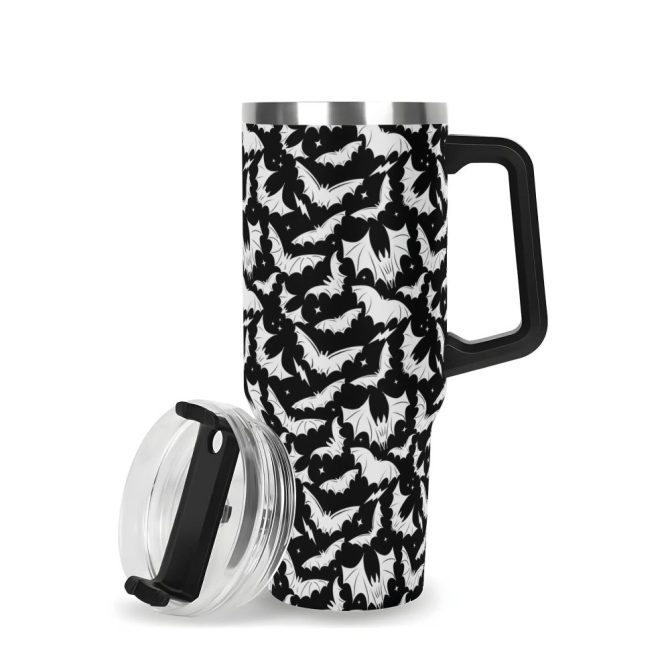 Halloween Batty Bats Custom Stanley Quencher 40Oz Stainless Steel Tumbler With Handle